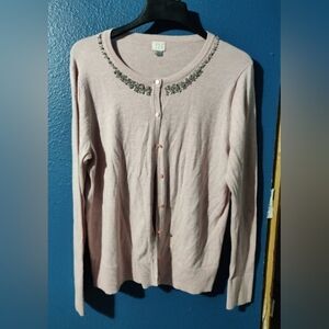 A New Day NWOT Bead Rhinestone Button up Cardigan